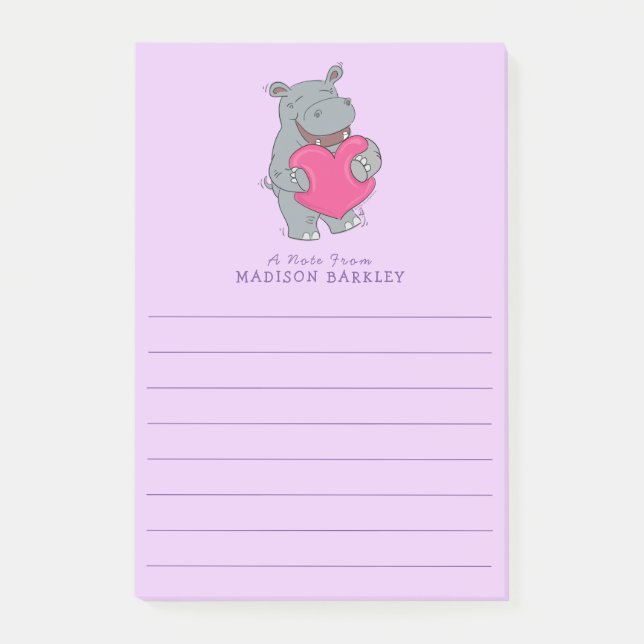 Post-it® Le billet de Hippo Kid's Cute Valentine's Day (Devant)