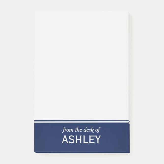 Post-it® Le bleu marine moderne a personnalisé 4" x 6" (Devant)