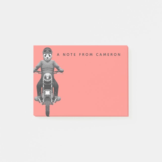 Post-it® Le cavalier de Motorcyle de panda | ajoutent votre (Devant)