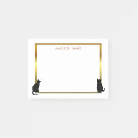 Le chat noir moderne silhouette le cadre d'or