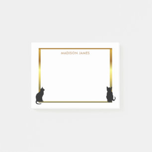 Post-it® Le chat noir moderne silhouette le cadre d'or