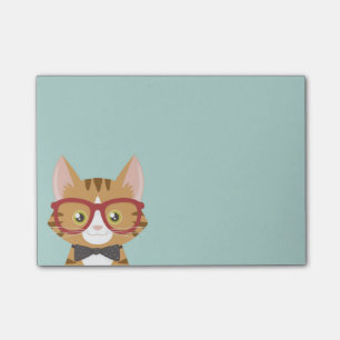 Post-it® Le chat tigré orange de hippie badine des notes de