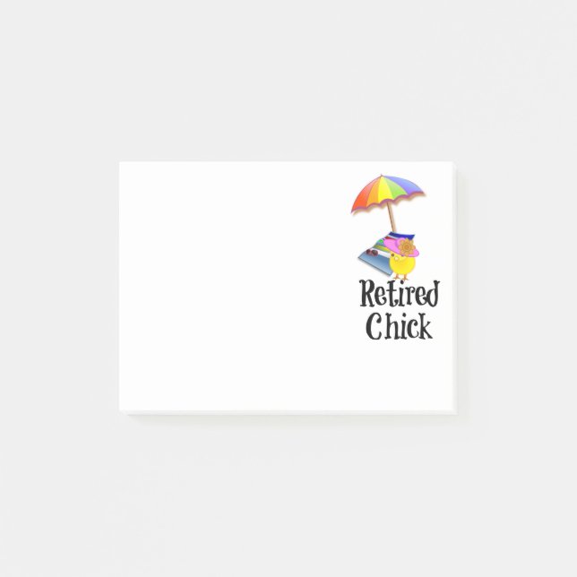 Post-it® Le Chick retraité, s'amuser à la plage (Devant)