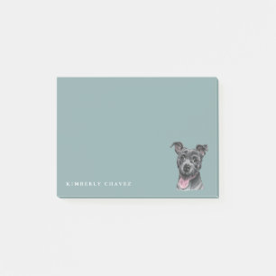 Post-it® Le chien gris heureux de pitbull dessinant