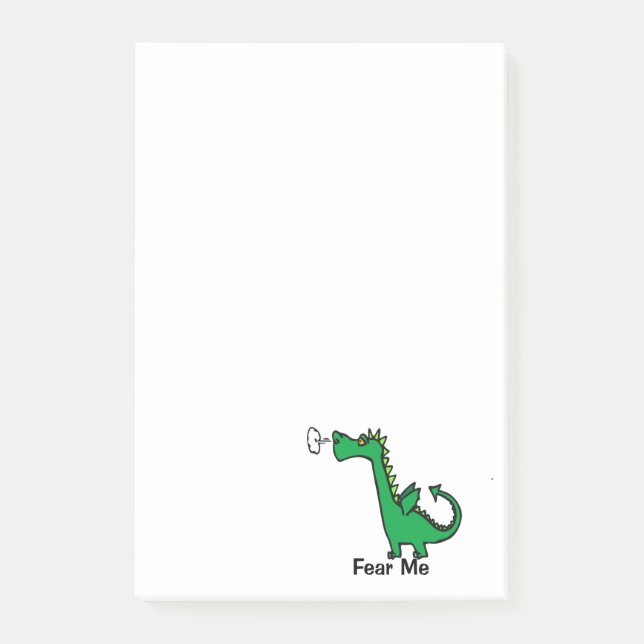 Post-it® Le dragon de bande dessinée me craignent (Devant)