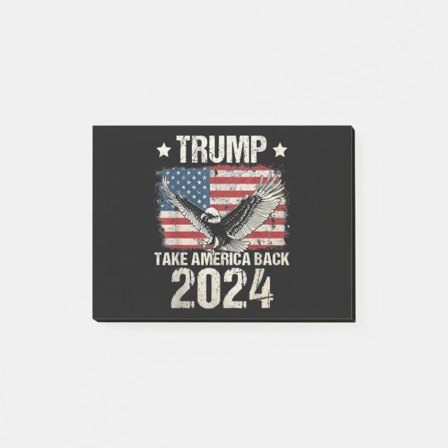 Post-it® Le drapeau de Trump 2024 reprend l'Amérique hommes (Devant)