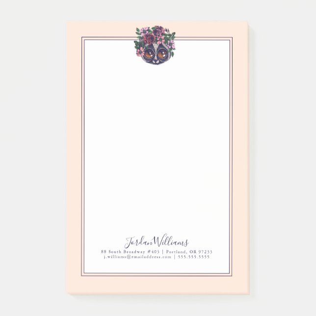 Post-it® Le lémur floral doux | ajoutent votre nom (Devant)