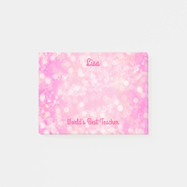 Post-it® Le meilleur enseignant du monde, Pink Bokeh (Devant)