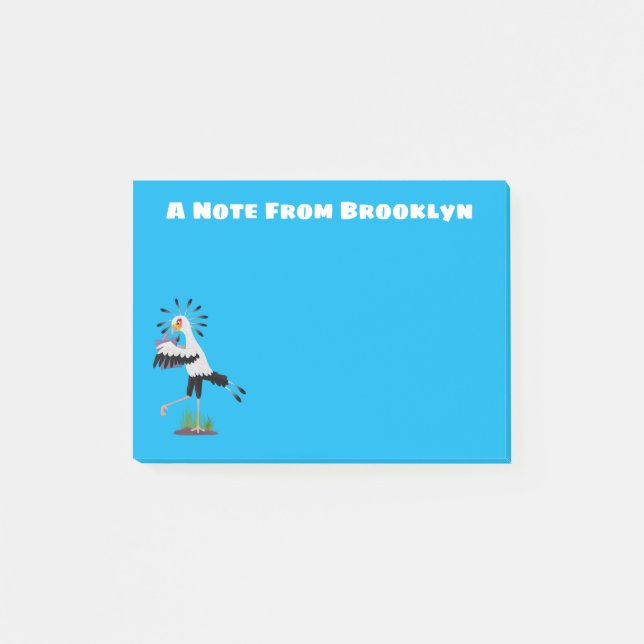 Post-it® Le mignon secrétaire oiseau écrire des notes dessi (Devant)