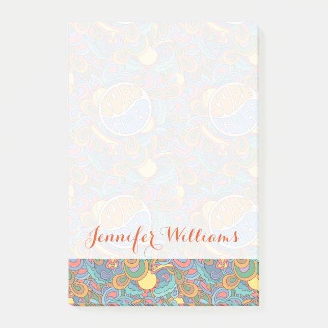 Post-it® Le motif | de cavalier de surf ajoutent votre nom (Devant)