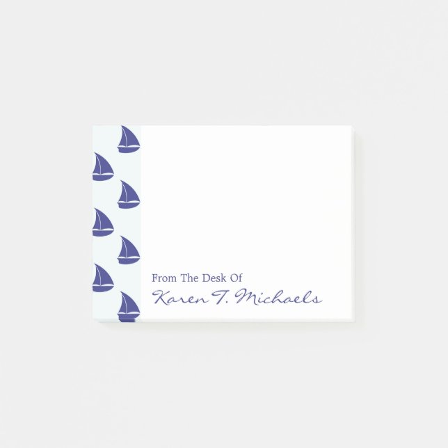 Post-it® Le motif | de voilier de bleu royal ajoutent votre (Devant)