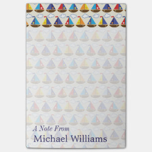 Post-it® Le motif mignon   de voilier ajoutent votre nom