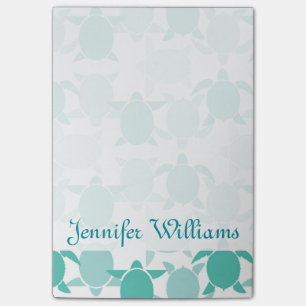 Post-it® Le motif turquoise   de tortue ajoutent votre nom