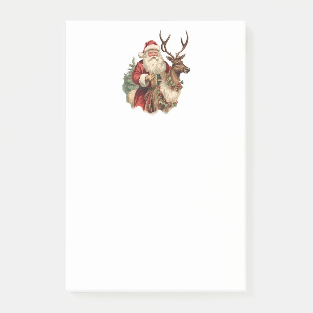 Post-it® Le Père Noël classique à cheval un renne Noël (Devant)