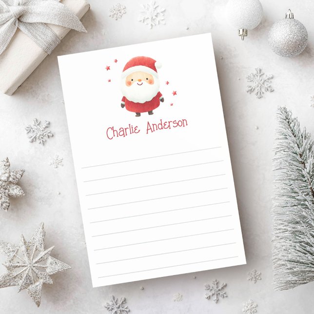 Post-it® Le Père Noël mignon ajouter le nom bordé Noël (Cute Santa Claus add name lined Christmas Post-it Notes)