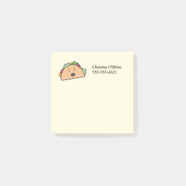 Post-it® Le taco fâché avec le nom et prénoms et le (Devant)