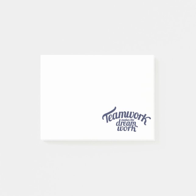 Post-it® Le travail d'équipe rend le travail de rêve bleu p (Devant)