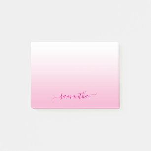 Post-it® Légèrement rose ombré élégant nom de signature de