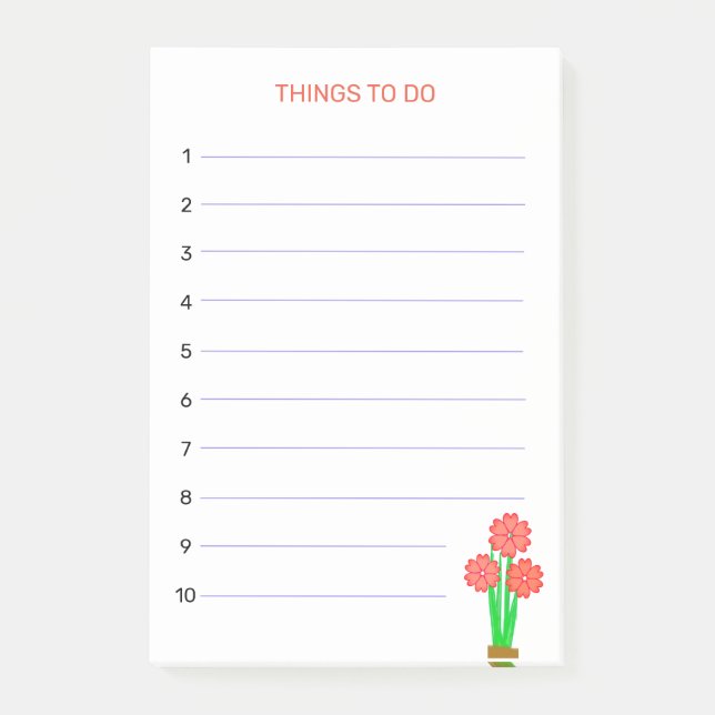 Post-it® Les choses à faire et les fleurs du coeur (Devant)