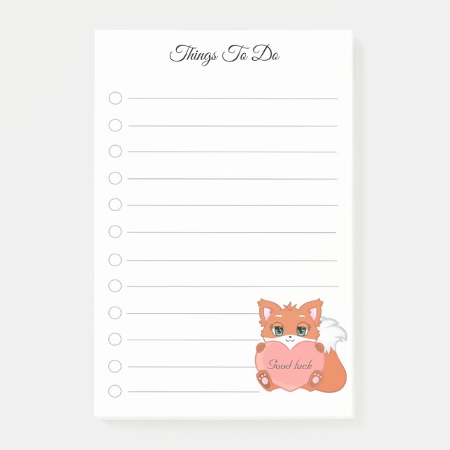 Post-it® Les Choses À Faire Et Mignonne Petit Fox (Devant)