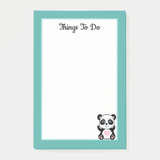 Post-it® Les choses à faire Panda Ours sur Turquoise et bla (Devant)