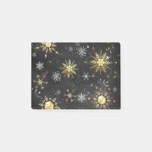 Post-it® Les flocons dorés de Noël sur l'Arrière - plan noi
