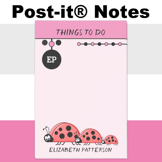 Post-it® Les mignonnes coccinelles choses à faire nom enfan (Créateur téléchargé)