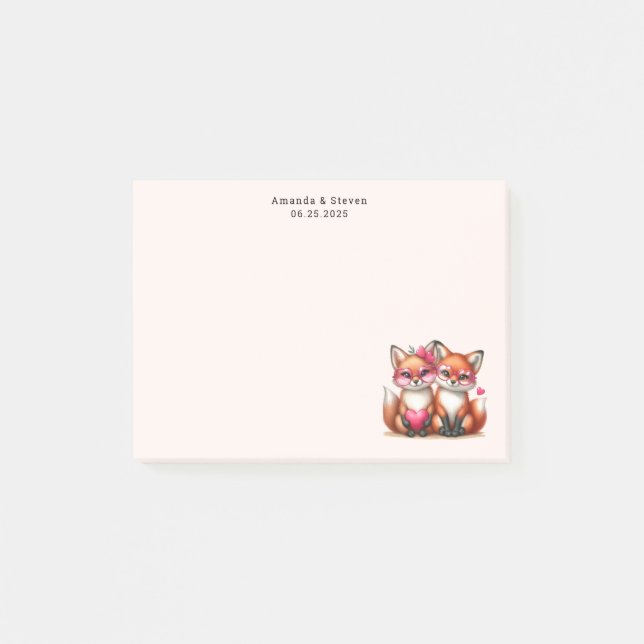 Post-it® Les mignons renards orange en amour (Devant)