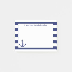 Post-it® Les rayures nautiques de marine d'Ancre ont