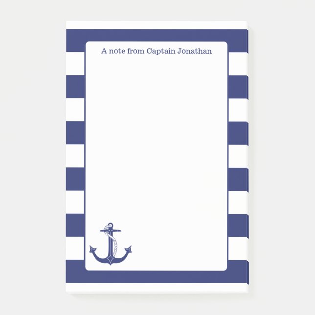 Post-it® Les rayures nautiques de marine d'Ancre ont (Devant)