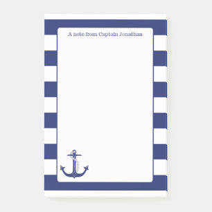 Post-it® Les rayures nautiques de marine d'Ancre ont