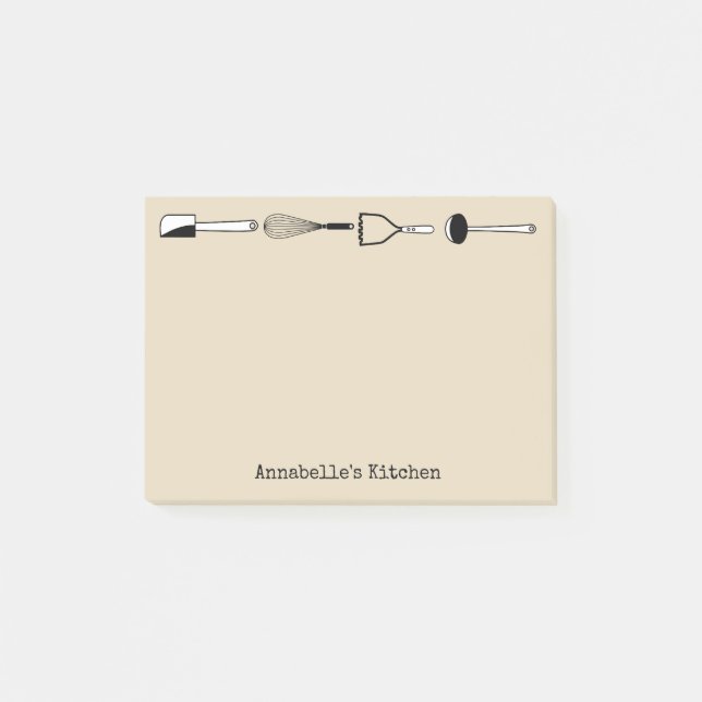 Post-it® Les ustensiles noirs et blancs de cuisine (Devant)