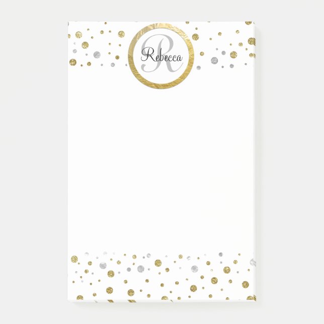 Post-it® Lettre de nom Monogramme Gold Confetti (Devant)