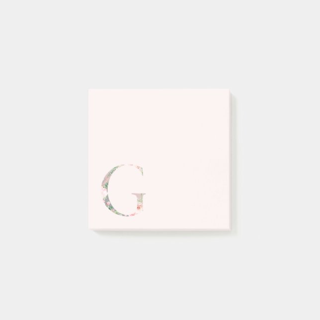 Post-it® LETTRE Florale "G" Notes du monogramme (Devant)