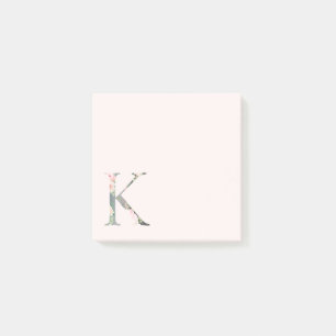 Post-it® LETTRE Florale "K" Notes du monogramme