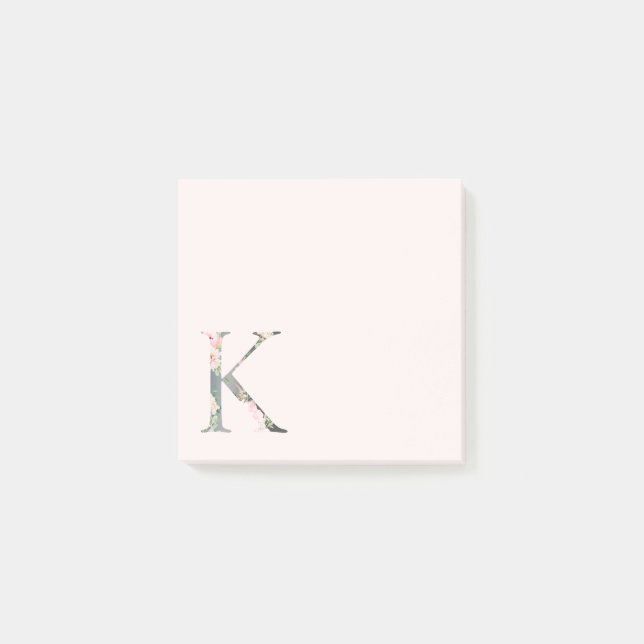 Post-it® LETTRE Florale "K" Notes du monogramme (Devant)