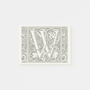 Post-it® Lettre W Monogramme médiéval Art Nouveau