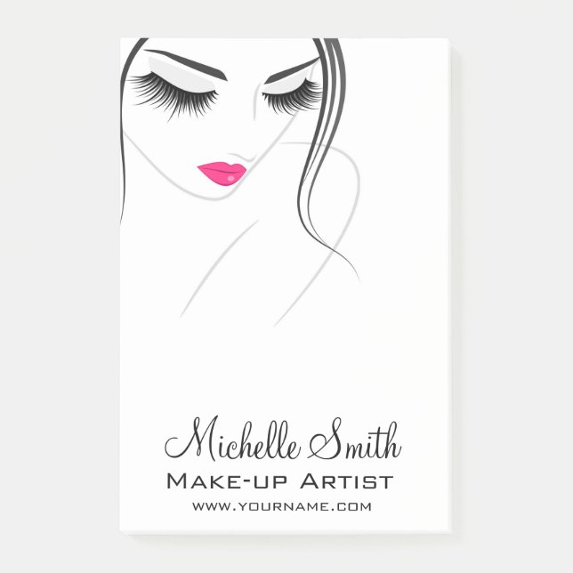 Post-it® Lèvres roses Face longues cils Lash Extensions (Devant)