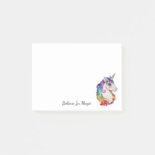 Post-it® Licorne d'aquarelle avec des cheveux d'arc-en-ciel