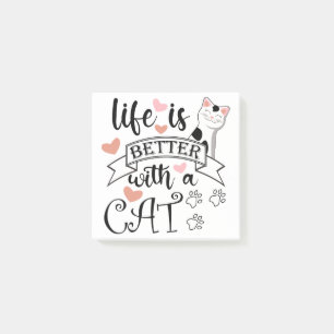 Post-it® Life is Better With a Cat quote slogan