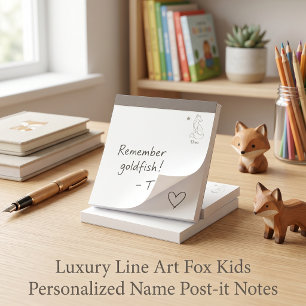 Post-it® Ligne Luxe Art Renard Enfants Nom Personnalisé 3"x