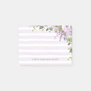 Post-it® Lilac Floral Nom de l'enseignant personnalisé Post