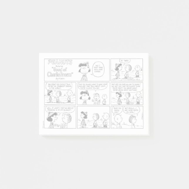 Post-it® Linus raconte Lucy Elle est Crabby (Devant)
