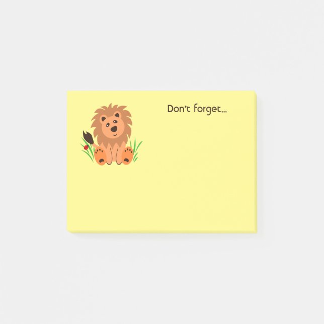 Post-it® Lion mignon dans l'herbe avec coccinelle (Devant)