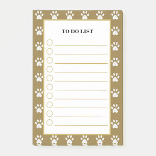 Post-it® Liste à faire en beige et blanc avec Motif Paw