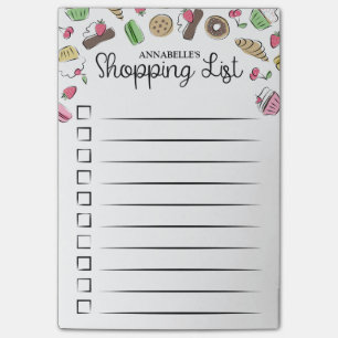 Post-it® Liste d'achats de la boîte à cocher Doodled Desser