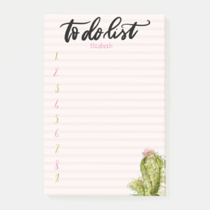 Post-it® Liste de choses à faire au cactus à rayures roses 