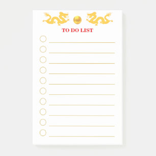 Post-it® Liste de choses à faire  dragons dorés sur fond bl
