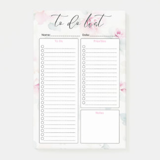 Post-it® Liste de choses à faire fleurs aquarelle fleurs pa