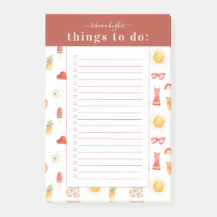 Post-it® Liste de choses à faire Monogramme Boho été rétr